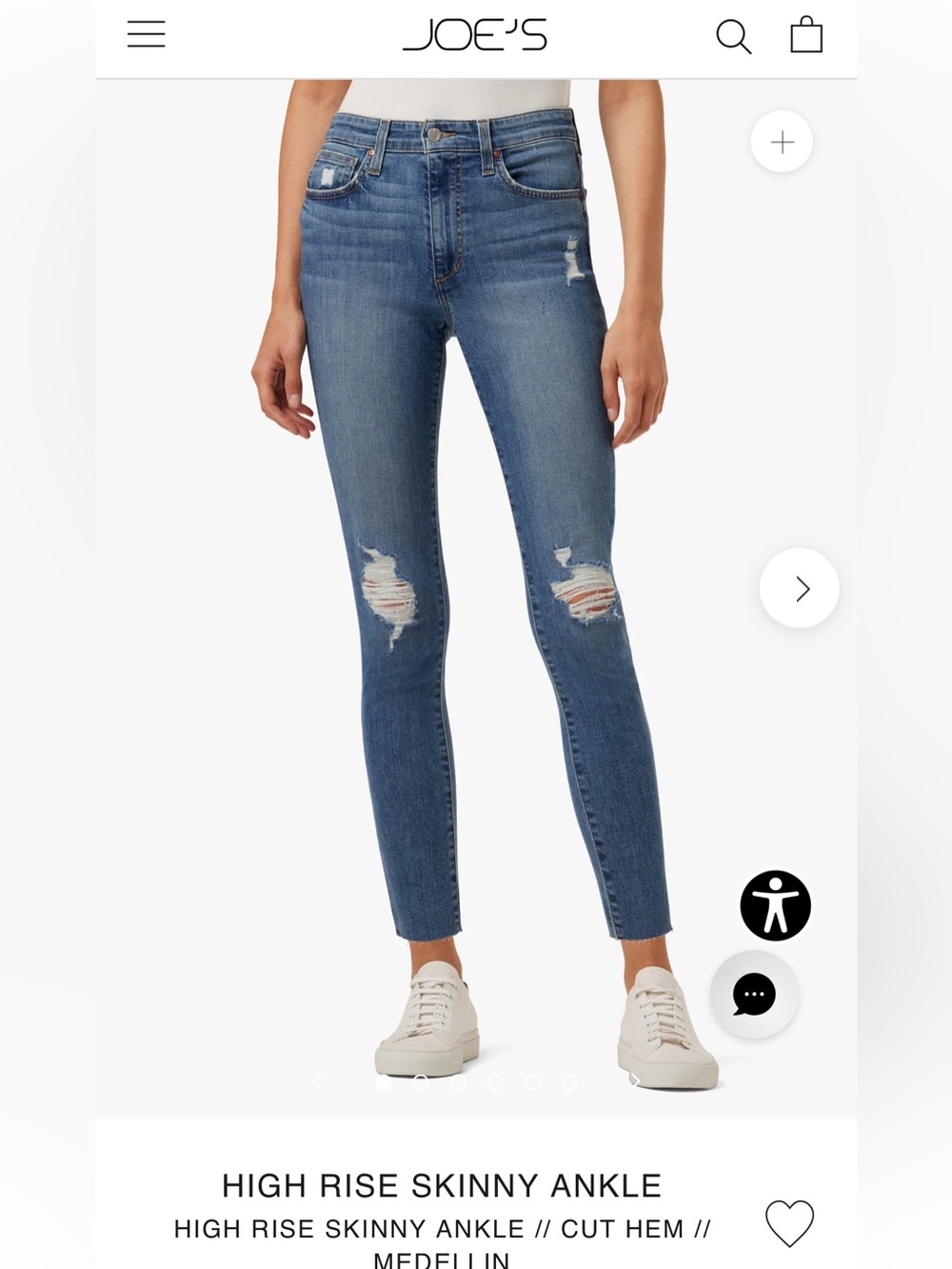 Joe’s Jeans High Rise Skinny Ankle Distressed Jeans Size 27